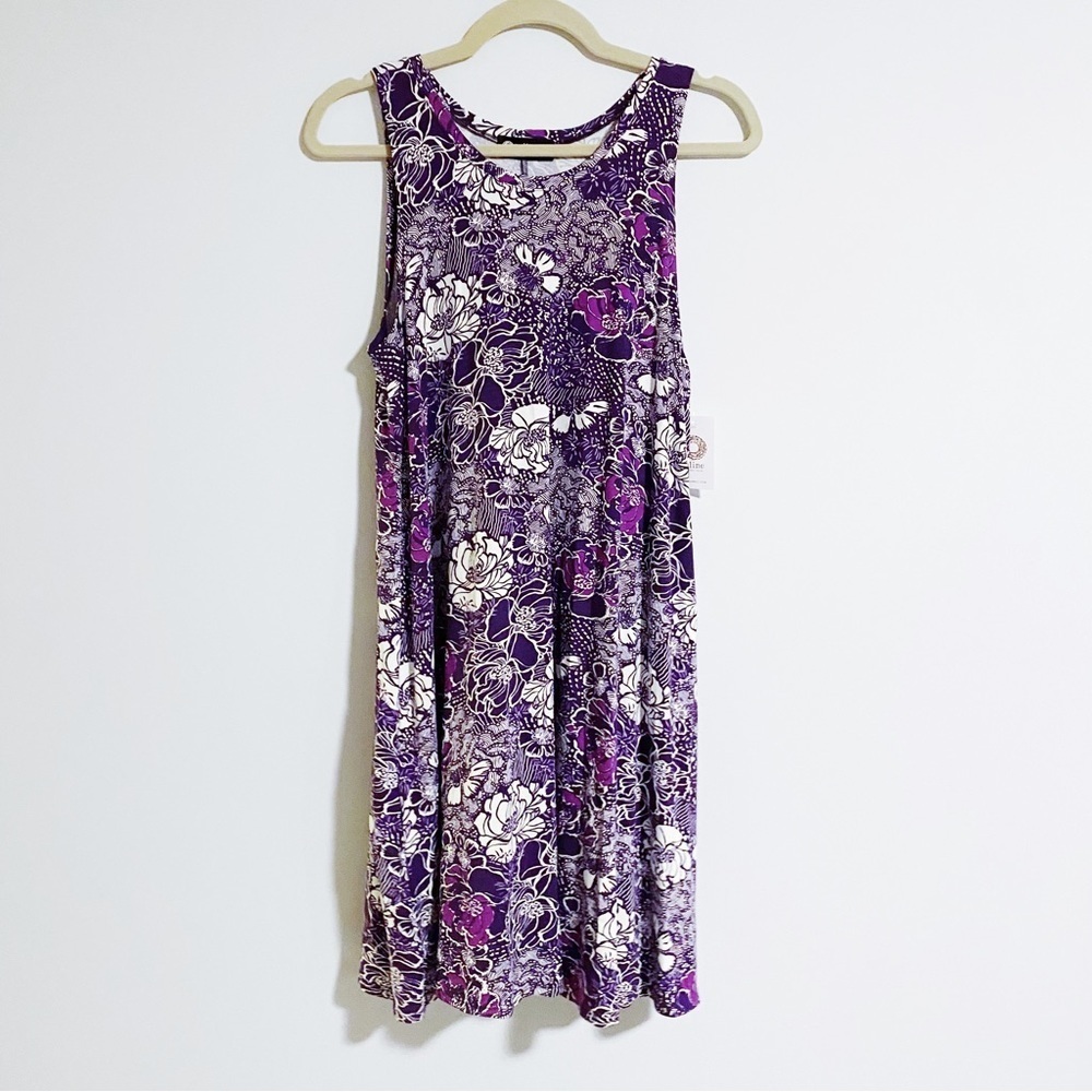 A-line Hawaii - Plum Floral Sleeveless Dress